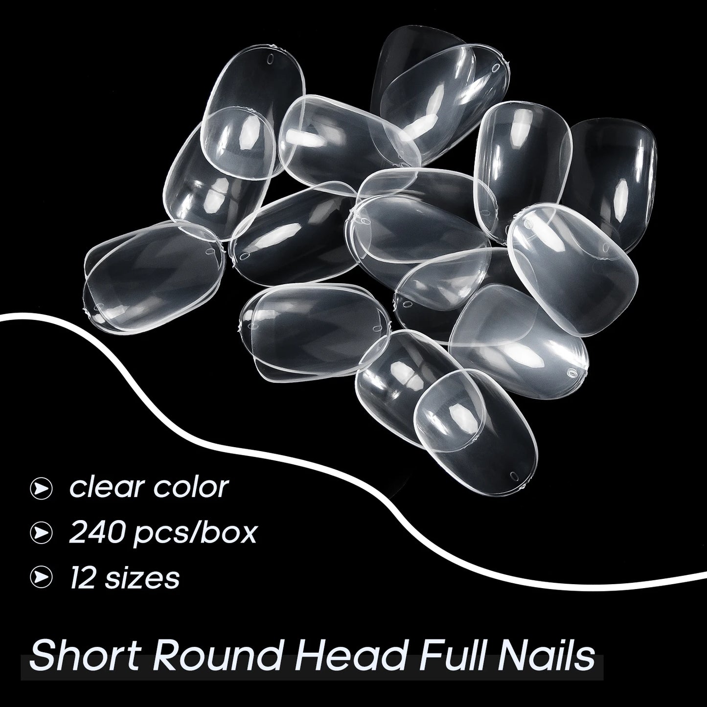 240 Stuks Korte Ovale Kunstnagels – Zachte Gel, Volledige Dekking