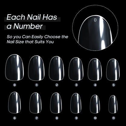 240 Stuks Korte Ovale Kunstnagels – Zachte Gel, Volledige Dekking